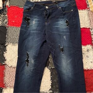 Enjoy Denim Women's Straight Leg Jeans - Dark Blue Size 16